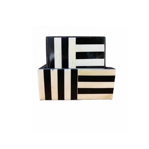 Ensemble de 4 sous-verres à incrustation d'os à motif carré avec support Dessous de verre faits à la main pour boisson avec support Dessous de verre pour table basse - Product Image 2