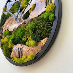 Wood slice wall <b>clock</b> Mossy timber <b>clock</b> Rustic woodland <b>clock</b> Enchanted forest wood <b>clock</b> Green haven wall <b>clock</b> Room Hanging - Product Image 2
