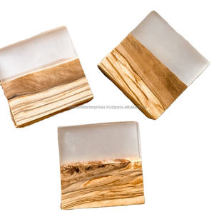 ถาดรองแก้วไม้อะคาเซียถาดรองแก้วไม้อีพ็อกซี่ทำจากเรซินสำหรับกาแฟชาเบียร์มีโลโก้ตามสั่ง - Product Image 6