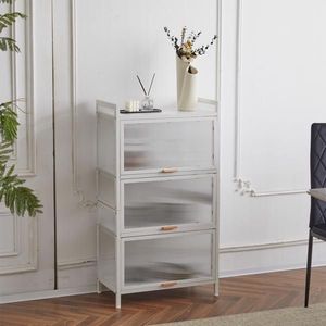 Multifunctional 4-Layer Kitchen Storage Cabinet with Door Bread Rack Microwave Rack - Product Image 2