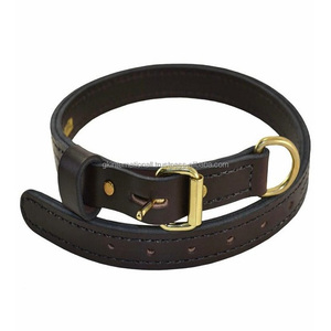 ปลอกคอหนังสุนัขแบบสร้างขึ้นด้วยมือ,เสื้อหนังสีน้ำตาลภาษาอังกฤษเย็บด้วยความคมชัดทนทานพร้อมอุปกรณ์ป้องกันสนิม - Product Image 2