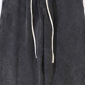 Vintage hommes décontracté 420G gris coton pantalons de survêtement personnalisable taille moyenne jambe droite lavage à l'acide sport Style toile brodée - Product Image 3