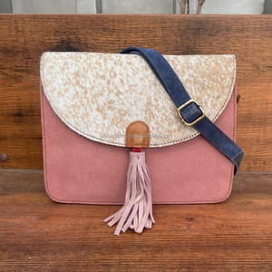 กระเป๋าสะพายคาดลำตัวหนังกลับหนังวัวสีสดใสทำจากหนังวัวสำหรับผู้หญิงกระเป๋าถือมีพู่แบบรีไซเคิลอย่างยั่งยืน - Product Image 6