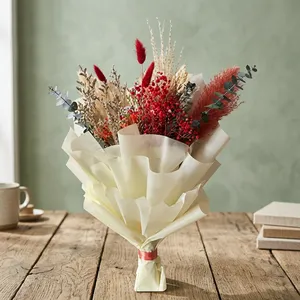Mini Ramo de Flores Secas, Ramo de Tallos Florales Preservados, Eucalipto y Algodón Reales para Jarrones, Decoración de Bodas y Navidad - Product Image 1
