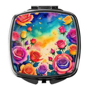 Roses colorées miroir de maquillage de voyage compact miroir de poche pliant pour femmes et filles idée cadeau décorative - Product Image 1
