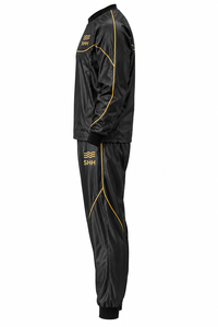 Custom <b>Men</b>’s Sauna Sweat Suit Black Workout Tracksuit with Contrast Piping Pullover Top Jogger Pants <b>Thermal</b> Fitness Training - Product Image 3
