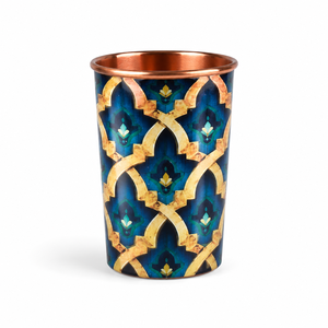 Designer Printed Pure <b>Copper</b> Drinking Glass Ayurvedic Water Tumbler Handmade <b>Copper</b> Cup for Home Kitchen Hotel Restaurant OEM - Product Image 1