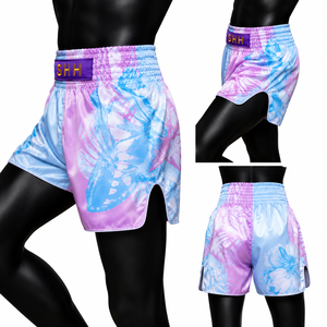 Pantalones Cortos de Boxeo Florales Rosa y Azul para Mujer SHH, Satén, Muay Thai, Kickboxing, Entrenamiento, Ropa de Lucha, Ajuste Holgado, Ropa Deportiva para Adultos - Product Image 6