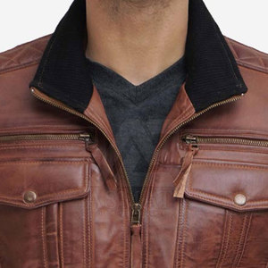 Mens Genuine Leather <b>Jacket</b> Classic Style With Zipper Closure And <b>Slim</b> <b>Fit</b> Design Custom Color - Product Image 4