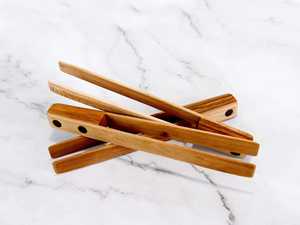 Pinces de cuisine extra larges avec poignée en bois, légères, écologiques, pour chef cuisinier, pinces longues, sans danger pour les aliments - Product Image 6