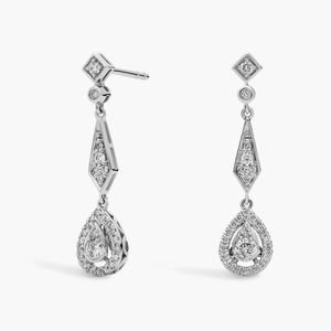 Pendientes de Lágrima con Diamantes de Inspiración Vintage en Oro Blanco - Product Image 1