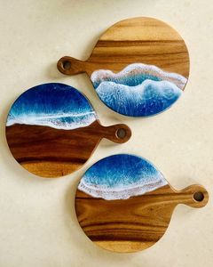 ถาดเสิร์ฟไม้เรซิ่นอีพ็อกซี่จากโรงงานโดยตรง งานแฮนด์เมดลายแม่น้ำ ถาดไม้สำหรับเสิร์ฟชีส ขนมปัง และของว่าง - Product Image 4