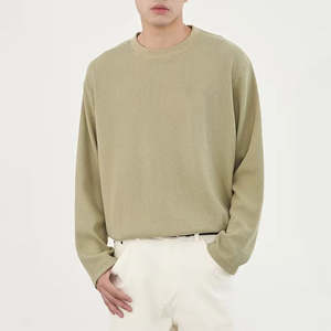 T-shirt thermique classique en tissu gaufré pour homme, tissu gaufré en coton doux au toucher - Product Image 2