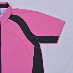 <b>Mens</b> Pink Black Color Blocking Zipper Sporty Short Sleeve Shirt <b>Jacket</b> Quick Dry Polyester <b>Summer</b> Casual Top with Custom Logo - Product Image 4
