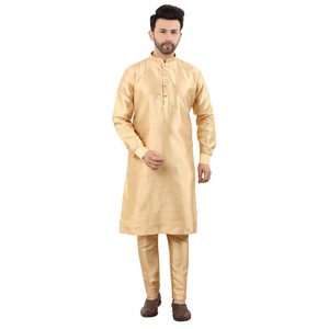Men's Dupion <b>Silk</b> <b>Kurta</b> Pajama Set | Gold | Indian Ethnic Wear | Size 36-50 | Wholesale - Product Image 1