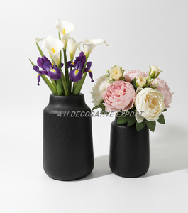 Vase en aluminium noir mat fait main, style moderne et minimaliste, pour table de mariage, écologique, haute qualité, décoration intérieure, export - Product Image 2
