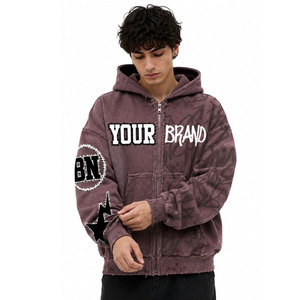 Sweat à capuche zippé pour homme de votre marque, style streetwear oversize, impression par sublimation, logo frontal, manches classiques, tissu French Terry - Product Image 5