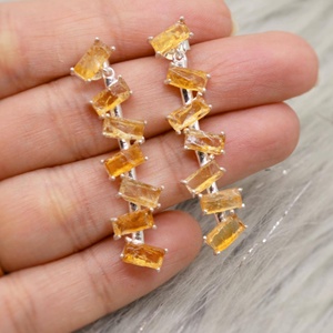 <b>Top</b> Grade Designer Citrine Gemstone Earrings <b>Silver</b> Handmade Dangle Statement Earring Jewelry Gift for <b>Women</b> At Best Price - Product Image 5
