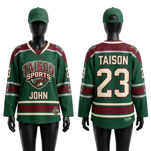 Maillot de hockey sur glace pour femmes de qualité supérieure, en maille polyester GSM, bordeaux et bleu marine, avec empiècements aux épaules, logo brodé personnalisé. - Product Image 6