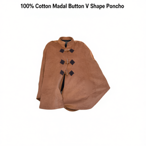 Poncho en coton 100% avec boutons en forme de V - Product Image 2