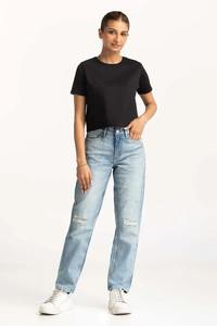 Jeans en denim de style urbain surdimensionné en tissu premium durable, vente en gros, haute qualité, streetwear hip-hop pour femmes avec logo personnalisé - Product Image 5