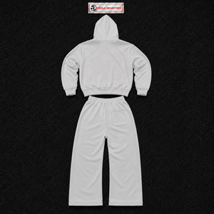 Silver Tracksuit Set Mens Premium <b>Full</b> <b>Zip</b> <b>Hoodie</b> And Jogger Pants Two Piece Outfit Casual Streetwear Athletic Sportswear - Product Image 6