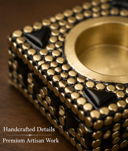 Artisan Handmade Resin Brass <b>Tealight</b> <b>Holder</b> Decorative Square Candle Stand Luxury Home Decor Wedding Gift Accent - Product Image 3