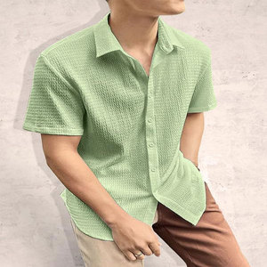 เสื้อเชิ้ตผู้ชายแขนยาวลายทางมีกระเป๋าด้านข้างทรงหลวมมีรอยยับฟรีสำหรับฤดูใบไม้ร่วงและฤดูหนาว - Product Image 3