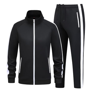Wholesale Top Selling Casual Autumn Full Zip Long Sleeve Fleece Hoodie Set <b>Men</b> Sports Two Piece Outfits Wear-resistant Tracksuit - Product Image 2
