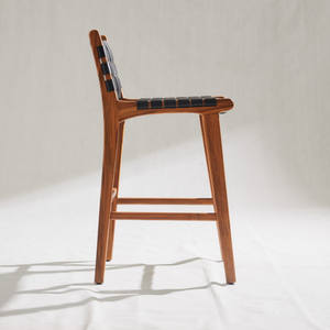 Chaise de bar contemporaine en teck, tabouret de comptoir en bois robuste et durable pour îlot de cuisine, café, bar, fournisseur de meubles OEM - Product Image 3