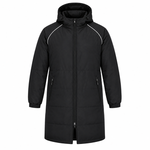 Custom Long <b>Hooded</b> Parka Jacket <b>Men</b> Winter Padded <b>Coat</b> Reflective Piping Outdoor OEM Private Label Manufacturer <b>Fur</b> Trim - Product Image 3
