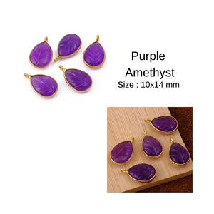 Collier en laiton plaqué or fait main avec pendentif en forme de larme d'améthyste breloques feuille breloques design cristal fournitures de bijoux à la mode - Product Image 4