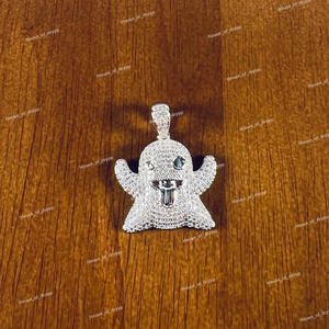 จี้รูปผีน่ารักประดับเพชรโมอิสซาไนต์ สไตล์ฮิปฮอป สร้อยคอแฟชั่นสุดเท่ห์ ดีไซน์การ์ตูนสุดคูล - Product Image 3
