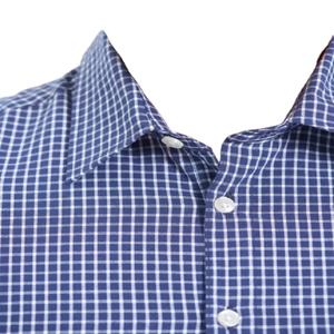 Chemise décontractée à carreaux bleu marine 100 % coton pour homme, manches longues, col rabattu, coupe classique, idéale pour l'automne, style professionnel, OEM - Product Image 2