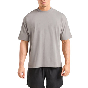 เสื้อยืดลำลองระบายอากาศได้ดี ทรงโอเวอร์ไซส์ ผ้าฝ้ายสำหรับผู้ชาย ทรงบ็อกซี่ แขนสั้น ไหล่ตก เนื้อผ้าหนา - Product Image 1