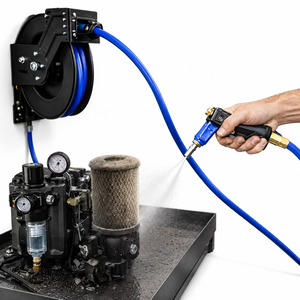 Carrete de manguera de aire de pared OEM ODM de 3/8 pulgadas con manguera de aire híbrida azul de 300 PSI para compresor, venta al por mayor GAPGAR013 - Product Image 1
