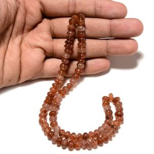 Cuentas Redondas Lisas de Cuarzo Rojo Natural, Cuentas de Cuarzo Rojo Natural en Forma de Rondelle - Product Image 2