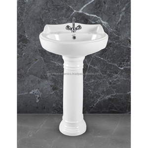 อ่างล้างมือเซรามิกทรงวงรีสีขาวพรีเมี่ยมอ่างล้างมือแบบติดพื้น - Product Image 2