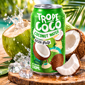 Agua de Coco TropiCoco con Pulpa en Lata de Aluminio de 330 ml, Bebida Natural de Coco, Proveedor OEM/ODM de Marca Privada RFQ - Product Image 2