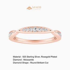 Bague de fiançailles en argent plaqué or rose sertie de moissanite pour femmes - Product Image 6