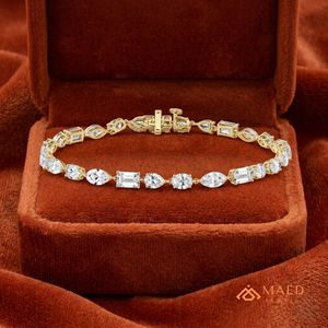 กำไลข้อมือเทนนิสทรงหลากหลายประดับมอสซาไนต์สีทองสำหรับผู้หญิง สร้อยข้อมือแฟชั่นสวยงาม เหมาะเป็นของขวัญวันครบรอบแต่งงาน สไตล์หรูหรา - Product Image 3
