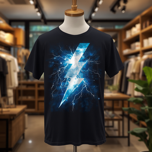 T-shirt imprimé Lightning en coton, décontracté, avec personnalisation OEM ODM pour hommes et femmes - Product Image 5