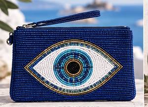 Women's <b>Black</b> Beaded <b>Clutch</b> <b>Bag</b> Cute Panda Bamboo Design Zipper Wristlet Pouch Glass Beads - Product Image 2