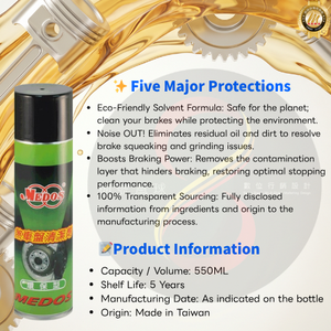 Limpiador de Discos de Freno Ecológico MEDOS |   Elimina el chirrido de los frenos y el residuo de aceite |   Restaura la Potencia de Frenado |   550 ml - Product Image 3