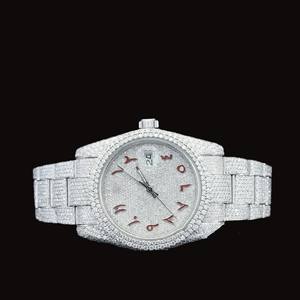 Luxury Diamond Man's <b>Iced</b> <b>Out</b> <b>Watch</b> Stainless Steel Case VVS1 Mossionite Diamond Arabic Dial Date Display Men Gift - Product Image 1