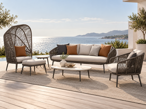 Ensemble de canapés d'extérieur modernes en rotin, résistant aux UV, en osier PE, avec coussins imperméables - Product Image 2