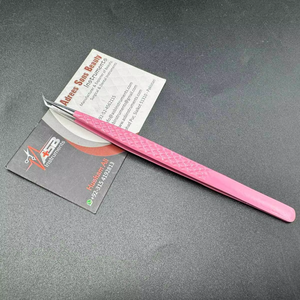 Pinces à cils de précision en acier inoxydable avec poignée diamantée rose et violette, pointes à 45 et 90 degrés pour extensions de cils - Product Image 6