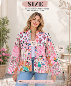 Veste en coton brodée à la main de style bohème, patchwork floral, manteau indien - Poids moyen, sur commande - Product Image 2