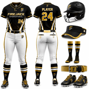 Ensemble uniforme de baseball personnalisé avec logo, maillot à manches courtes boutonné rayé pour homme avec pantalon - Product Image 1