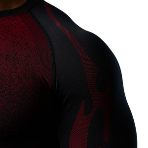 Custom Mens <b>Black</b> Red Graphic <b>Long</b> <b>Sleeve</b> Compression Shirt Crewneck Slim <b>Gym</b> Training Rash Guard Athletic Sportswear Base Layer - Product Image 6